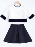 Fashion  Color Zippered Blouse + Pocket Design Skirt Twinse