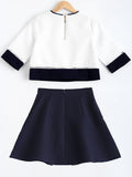 Fashion  Color Zippered Blouse + Pocket Design Skirt Twinse