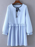 Lovely Sleeve Flounce Ruffles String Dress
