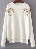 Trendy Embroidered Loose High-Low Sweater