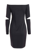 Trendy Off The Shoulder Long Sleeve Bodycon Dress