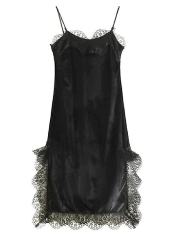 Fashion  Scalloped Lace Panel A-Line Dress