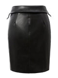 Pretty PU Leather Zippered Bodycon Skirt
