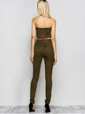 High Rise Suede Pants with Tube Top