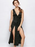Chic Low Cut Lace Plunge Empire Waist Prom Dress