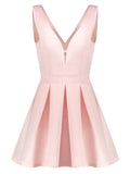 Modern Plunging Neck Sleeveless Solid Color A-Line Women's Dress