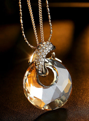 Trendy Dolphin Crystal Necklace