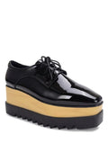 Pretty Black Lace-Up Patent Leather Platform Shoes