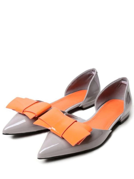 Fashion Two-Piece Color Block Bowknot Flat Shoes