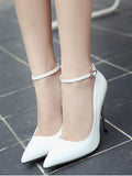 Trendy Ankle Strap Stiletto Heel Patent Leather Pumps