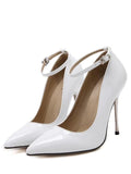 Trendy Ankle Strap Stiletto Heel Patent Leather Pumps