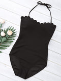 Black Scalloped Cami Swimsuit