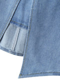 Trendy Bownot Front Slit Denim Skirt