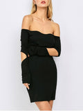 Beautiful Bodycon Off The Shoulder Long Sleeve Party Dress