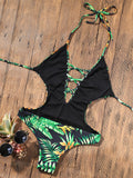 One Piece Leaf Thong Swimsuit