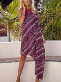 Chiffon Bohemia Floral One Shoulder Hi-Lo Mini Dress