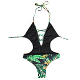 One Piece Leaf Thong Swimsuit
