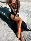 Noble Sexy Lace Hollow Tops And Side Split Skirt Bottoms