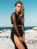 Noble Sexy Lace Hollow Tops And Side Split Skirt Bottoms