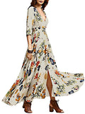 Bohemia Floral Printed V Neck Maxi Dress