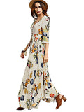 Bohemia Floral Printed V Neck Maxi Dress