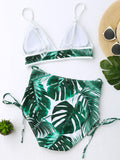 Leaf High Cut Cami Print Bikini