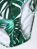 Leaf High Cut Cami Print Bikini