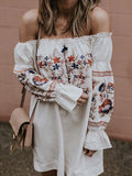 Flared Sleeves Mini Sexy Off-the-shoulder Dress