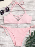 Pretty Spaghetti Strap Low Waist Bikini