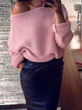 Attractive Solid Color Off-the-shoulder Sweater Tops
