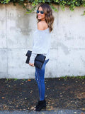 Classic Batwing Sleeves Off-the-shoulder Sweater Tops