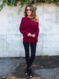 Classic Batwing Sleeves Off-the-shoulder Sweater Tops
