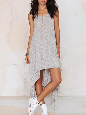 Comfortable Gray Straps Cropped Midi Dress