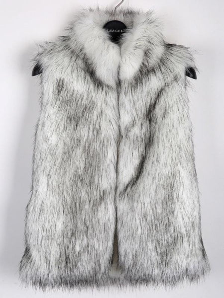 Elegance Collar Vest Faux Fur Coat