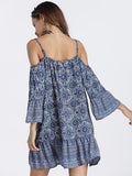 Flared Sleeves Mini Dress