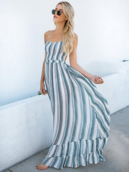 Stripe Maxi Dress - Blue