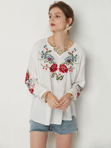 Adorable Sleeves V-neck Floral Blouses&shirts Tops