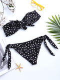 Front Strapless Bowknot String Polka Dot Tie Bikinis Swimsuits