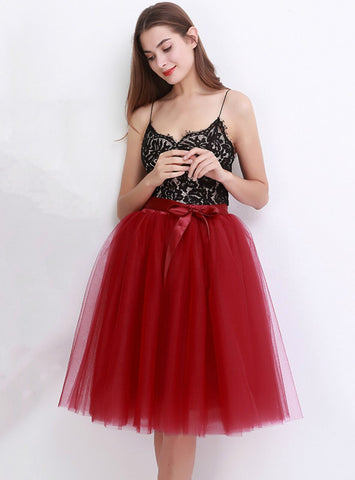 Burgundy 7 Layers Tulle Tutu Skirt