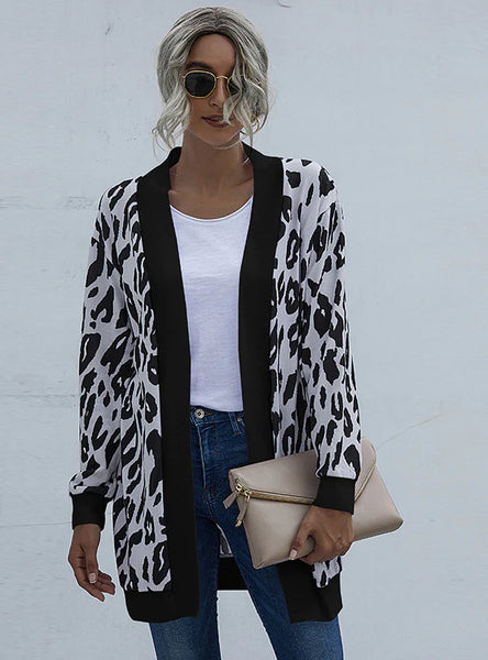 LEOPARD PRINT KNITTED CARDIGAN COAT