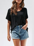 Neck Short Sleeve with Pocket Blouses&Shirts Tops