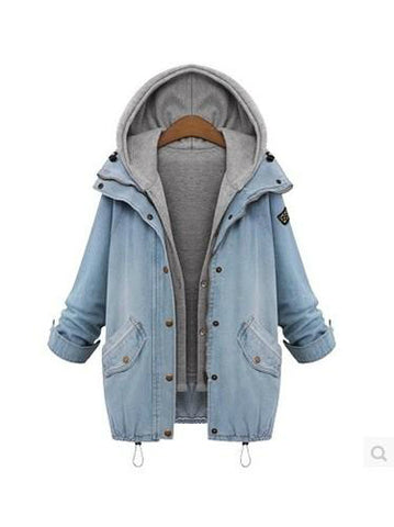 Button Up Denim Jacket And Hooded Vest