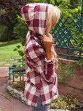 Long Sleeve V-Neck Hooded Blouse Tops