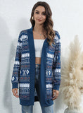 TIE-DYED CHRISTMAS LEOPARD PRINT KNITTED CARDIGAN COAT