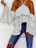 Simple Halterneck Blouses&shirts Tops