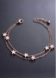 Fashion Stars Rose Gold Titanium Steel Double Layered Bracelet 