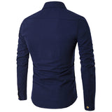 Fit Long Sleeves Shirts for Men Solid Color Double Breasted Slim 