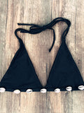 Black With Shell Halter Bikini Set