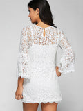 Cut Out V Neck Flare Sleeve Lace Dress with Cami Dress Twinset
