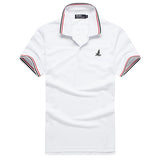 Turn down Collar Short Sleeved Polo Shirts Summer Quick Dry Striped 